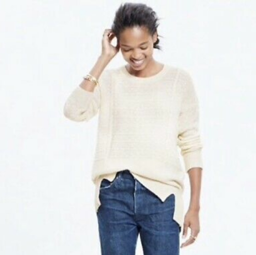 Madewell Texture Play Pullover Sweater Ivory XS
